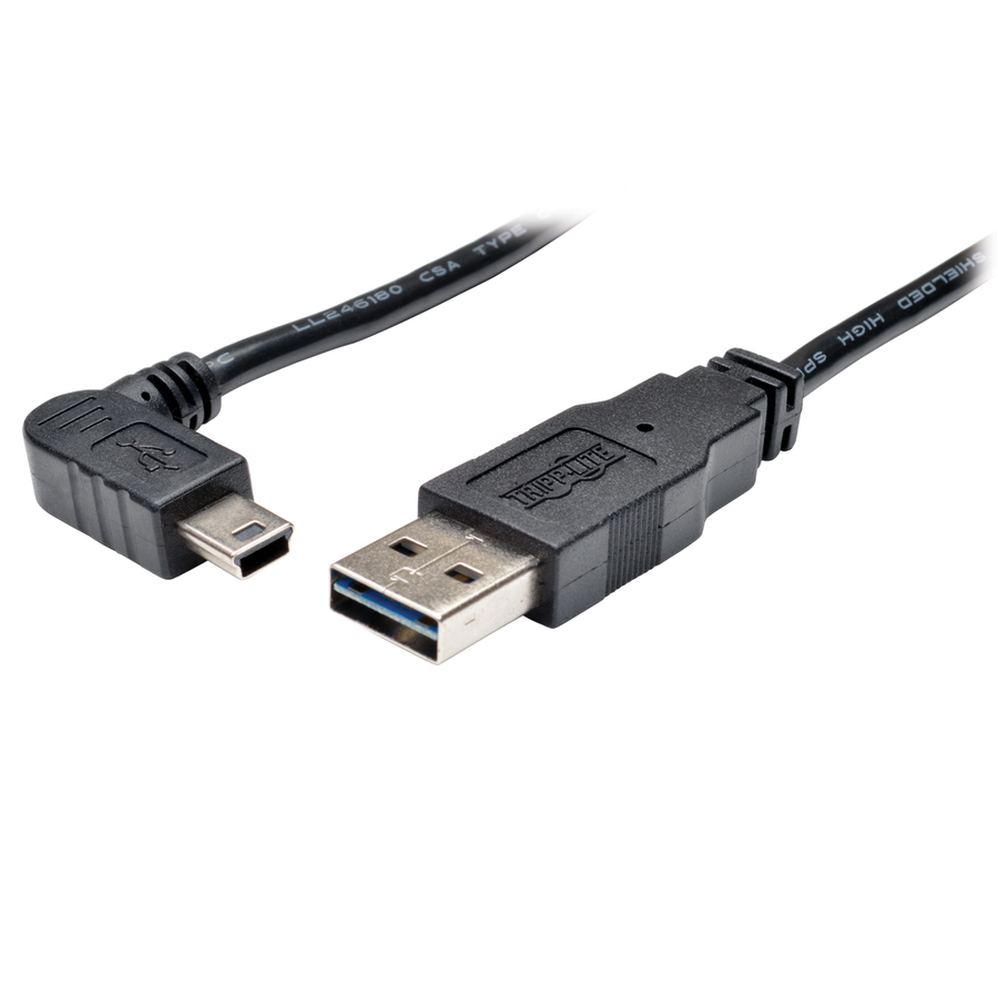 Eaton Tripp Lite Series Universal Reversible USB 2.0 Cable (Reversible A to Right-Angle 5Pin Mini B M/M), 6 ft. (1.83 m)