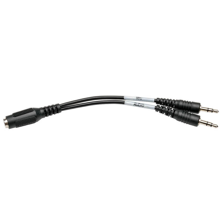 Eaton Tripp Lite Series 3.5 mm 4-Position to 3.5 mm 3-Position Audio Headset Splitter Adapter Cable (F/2xM), 6 in. (15.2 cm)