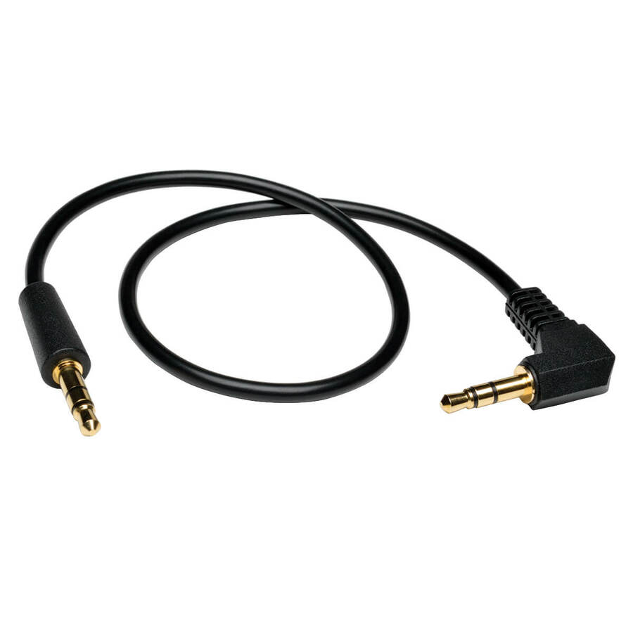 Eaton Tripp Lite Series 3.5mm Mini Stereo Audio Cable with one Right-Angle plug (M/M), 1 ft. (0.31 m)
