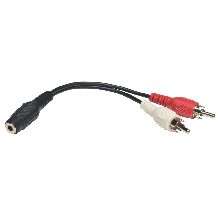 Eaton Tripp Lite Series 3.5 mm Mini Stereo to RCA Audio Y Splitter Adapter Cable (F/2xM), 6 in. (15.2 cm)