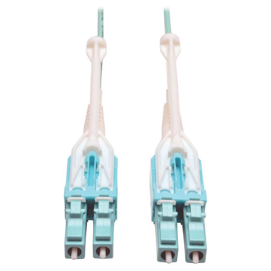 Eaton Tripp Lite Series 10Gb/40Gb/100Gb Duplex Multimode 50/125 OM3 LSZH Fiber Patch Cable with Push/Pull Tab Connectors (LC/LC), Aqua, 1M (3.3 ft.)
