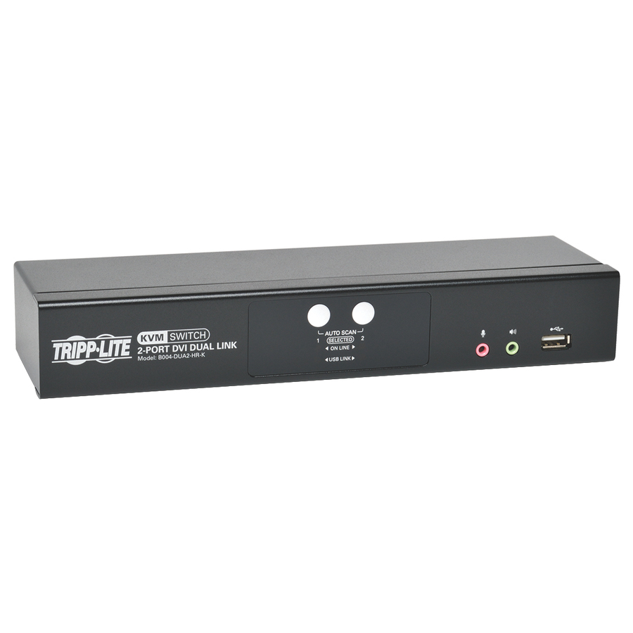 Eaton Tripp Lite Series 2-Port DVI Dual-Link / USB KVM Switch with Audio and Cables, TAA