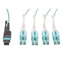 Tripp Lite by Eaton MTP/MPO Fan-out Cable with Push/Pull Tab Connectors MTP/MPO to 4xLC 40GbE 40GBASE-SR4,OM3 Plenum-rated - Aqua 1M (3.28 ft.)
