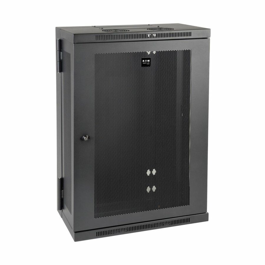 Eaton Tripp Lite Series SmartRack 18U Low-Profile Patch-Depth Wall-Mount Half-Height Rack Enclosure, Hinged Back