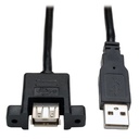 Eaton Tripp Lite Series USB 2.0 Panel Mount Extension Cable (A M/F), 6-in. (15.24 cm)