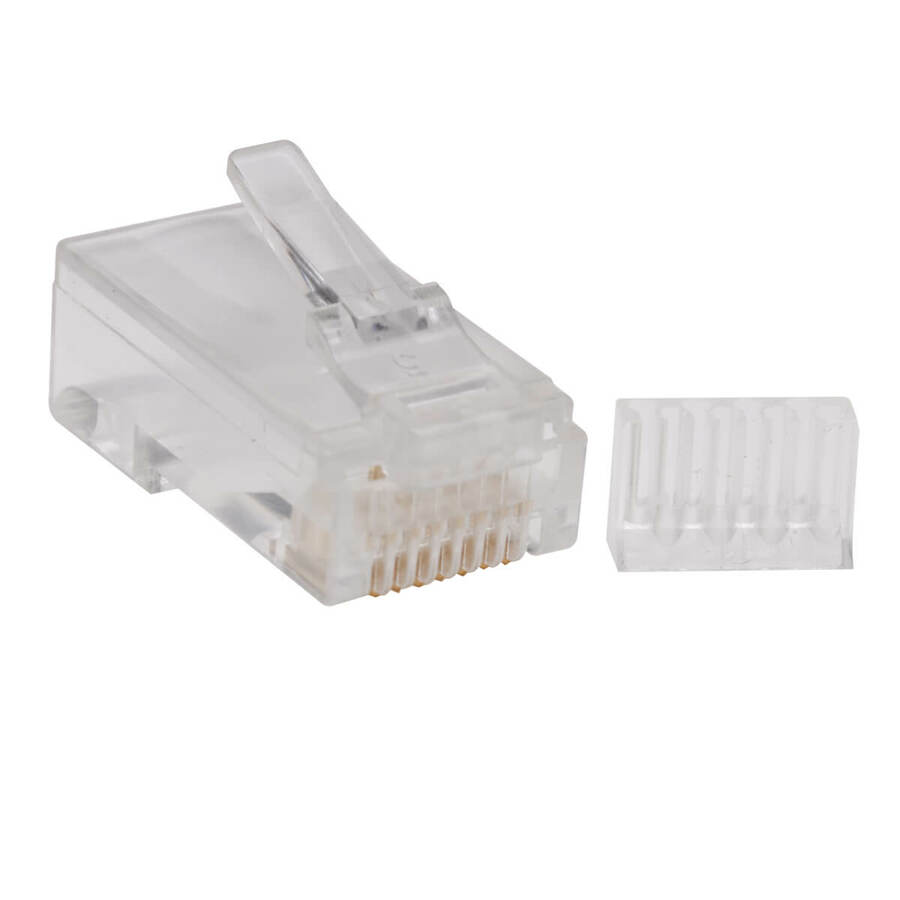 Tripp Lite by Eaton Cat6 RJ45 Modular Connector Plug with Load Bar Solid/Stranded Conductor Round Cat6 Wire 100-pack