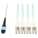 Eaton Tripp Lite Series MTP/MPO Fan-Out Cable, MTP/MPO to 4xLC, 40GbE, 40GBASE-SR4, OM3 Plenum-Rated - Aqua, 3M (10 ft.)