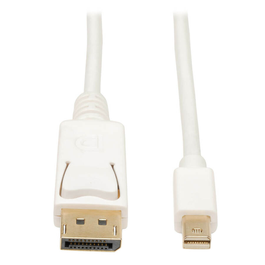 Tripp Lite by Eaton Mini DisplayPort to DisplayPort Adapter Cable 4K 60Hz (M/M) DP Latching Connector White 10 ft. (3.1 m)