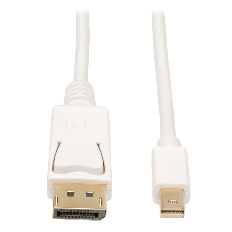 Eaton Tripp Lite Series Mini DisplayPort to DisplayPort Adapter Cable, 4K 60Hz (M/M), DP Latching Connector, White, 3 ft. (0.9 m)