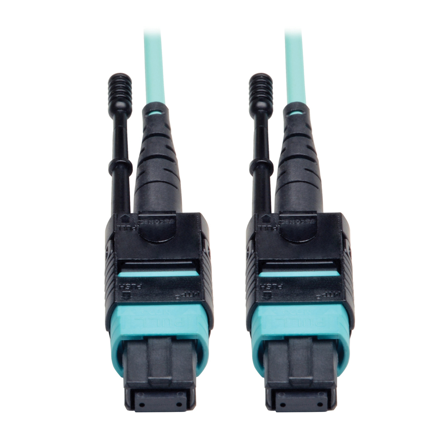 Tripp Lite by Eaton MTP/MPO Patch Cable with Push/Pull Tabs 12 Fiber 40GbE 40GBASE-SR4 OM3 Plenum-Rated - Aqua 2M (6 ft.)