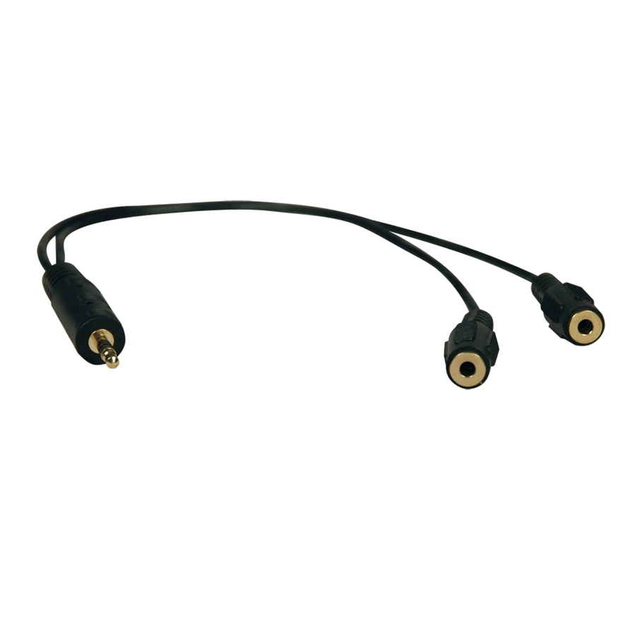 Eaton Tripp Lite Series 3.5mm Mini Stereo Cable adapter Y Splitter for Speakers and Headphones (M to 2x F) 1 ft. (0.31 m)