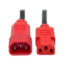 Tripp Lite by Eaton 4ft Computer Power Cord Extension Cable C14 to C13 Red 10A 18AWG 4'