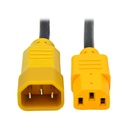 Tripp Lite by Eaton 4ft Computer Power Cord Extension Cable C14 to C13 Yellow 10A 18AWG 4'