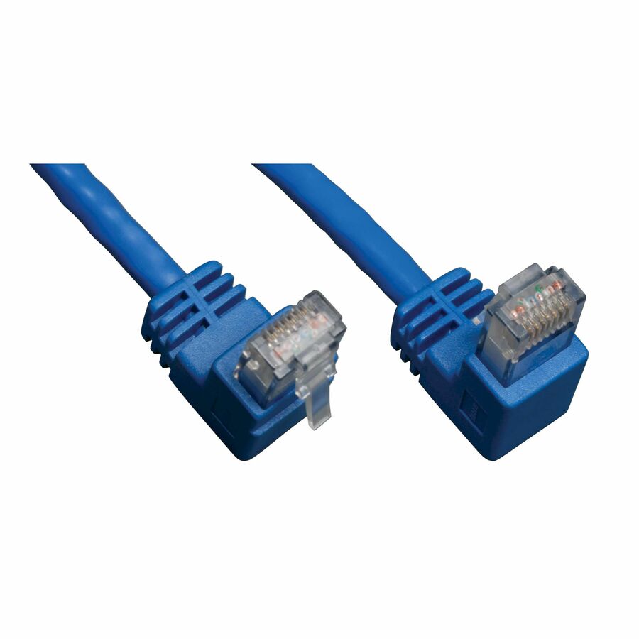 Eaton Tripp Lite Series Down-Angle Cat6 Gigabit Molded UTP Ethernet Cable (RJ45 Right-Angle Down M to RJ45 M), Blue, 3 ft. (0.91 m)