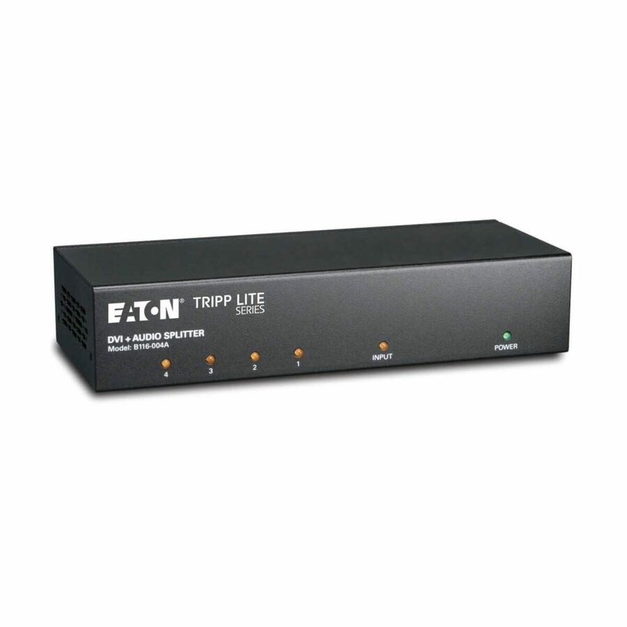 Eaton Tripp Lite Series 4-Port DVI Splitter with Audio and Signal Booster - Single-Link DVI-I, 1920 x 1200 (1080p) @ 60 Hz, TAA