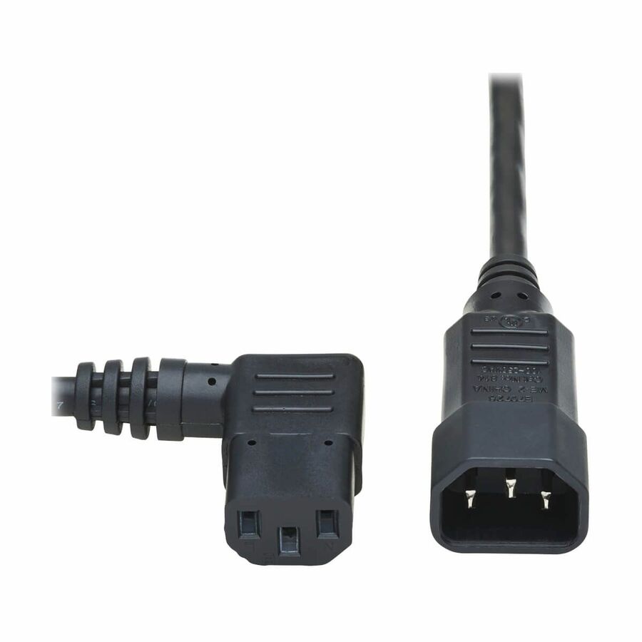 Eaton Tripp Lite Series Power Extension Cord, Left-Angle C13 to C14 PDU Style - 10A, 250V, 18 AWG, 2 ft. (0.61 m), Black