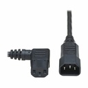 Eaton Tripp Lite Series Power Extension Cord, Left-Angle C13 to C14 PDU Style - 10A, 250V, 18 AWG, 2 ft. (0.61 m), Black