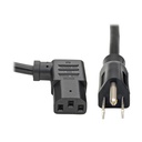 Eaton Tripp Lite Series Computer Power Cord, NEMA 5-15P to Right-Angle C13 - 10A, 125V, 18 AWG, 6 ft. (1.83 m), Black
