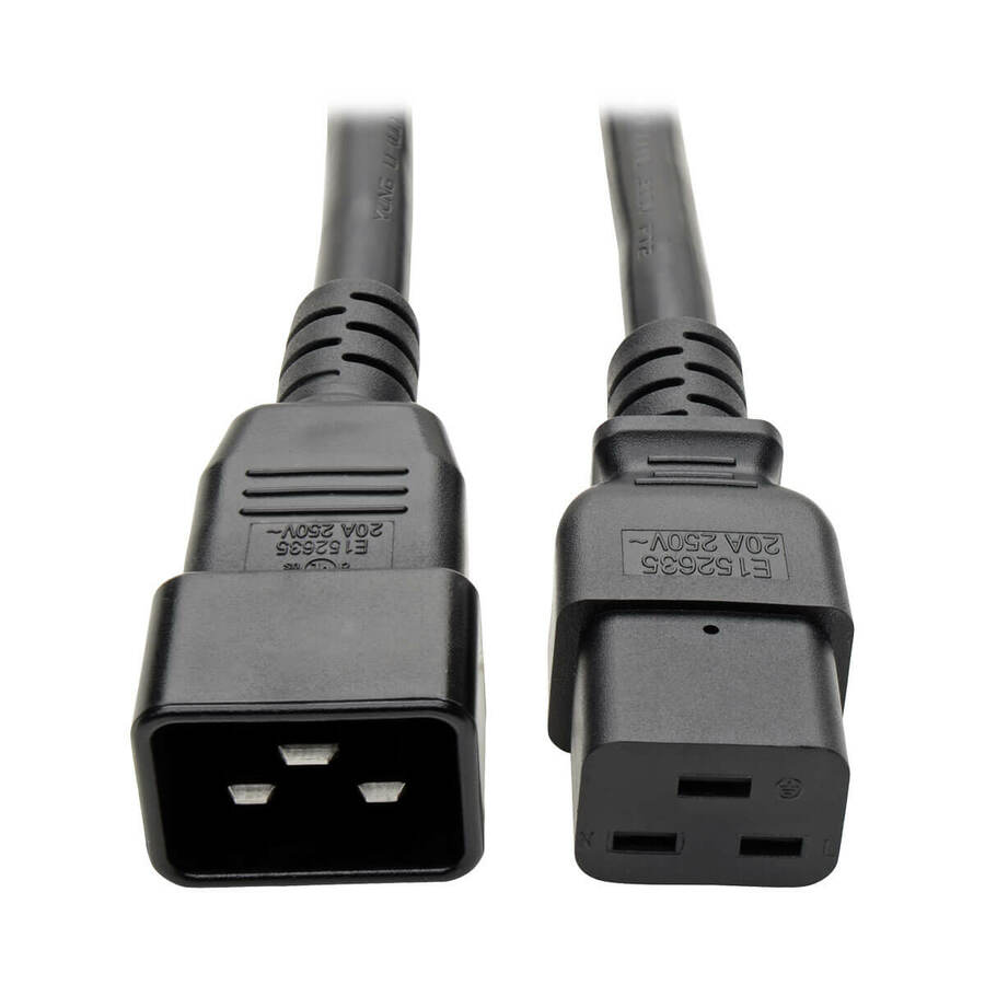 Eaton Tripp Lite Series Power Extension Cord/Splitter, 2 x C19 to C20 Y Splitter - Heavy-Duty, 20A, 250V, 12 AWG, 6 ft. (1.83 m), Black