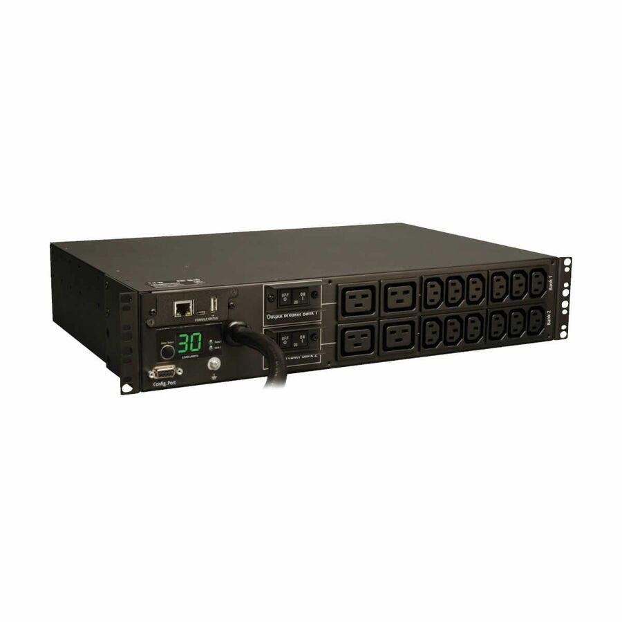 Tripp Lite by Eaton PDU 5.5kW Single-Phase Monitored PDU with LX Platform Interface 208/230V Outlets (12-C13 and 4-C19) L6-30P 12 ft. (3.66 m) Cord 2U Rack-Mount TAA
