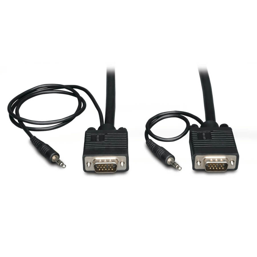 Eaton Tripp Lite Series VGA High-Resolution RGB Coaxial Cable with Audio (HD15 and 3.5mm M/M), 10 ft. (3.05 m)