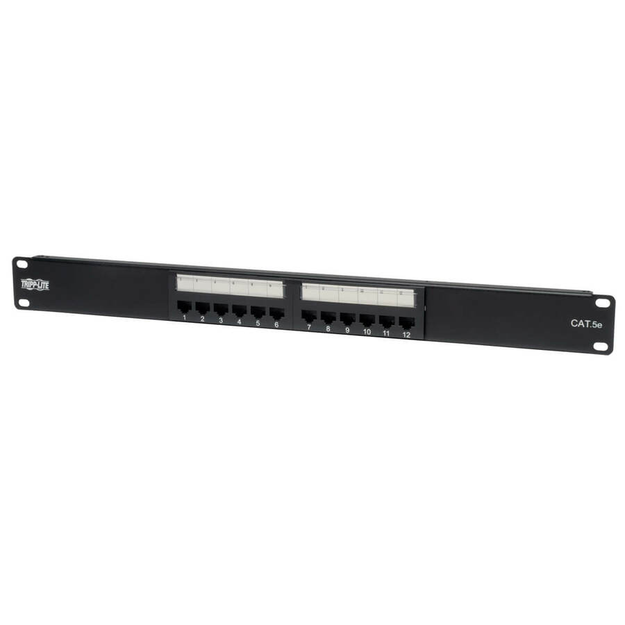 Tripp Lite by Eaton 12-Port 1U Rack-Mount Cat5e 110 Patch Panel 568B RJ45 Ethernet TAA