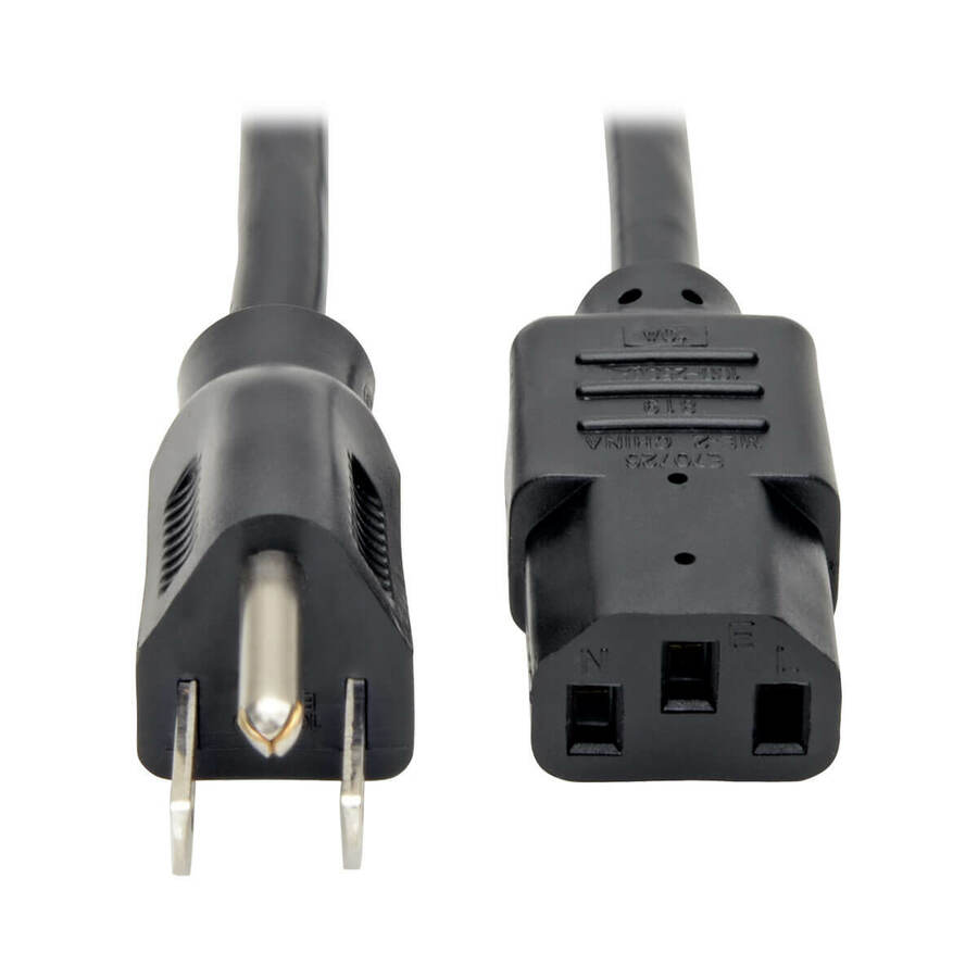 Eaton Tripp Lite Series Desktop Computer Power Cord, NEMA 5-15P to C13, 5-Pack - 10A, 125V, 18 AWG, 2 ft. (0.61 m), Black