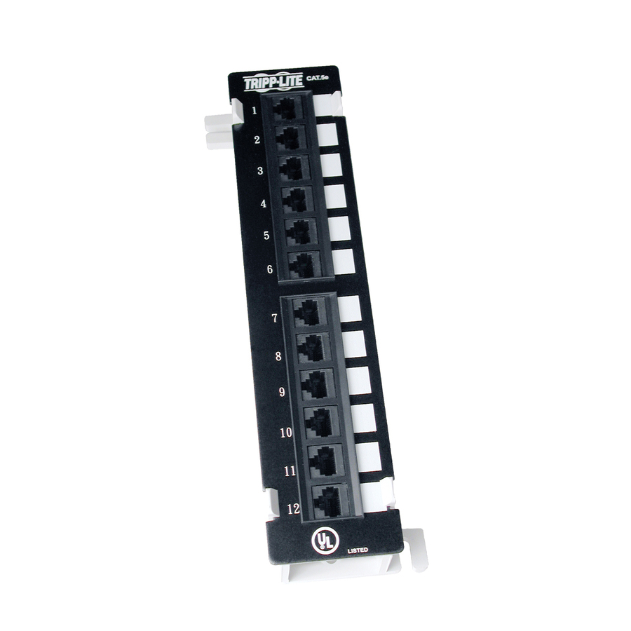 Eaton Tripp Lite Series 12-Port Wall-Mount Cat5e Patch Panel, 568B, RJ45 Ethernet, TAA
