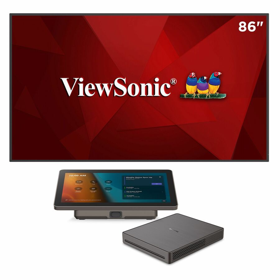 ViewSonic CDE8630-MTRC - TeamJoin Microsoft Teams Room Bundle 86 Inch 4K Display, Mini-PC, 10.1 Inch Touch Console, Video Bar System