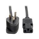 Tripp Lite by Eaton Piggyback Extension Cord NEMA 5-15P/5-15R to C13 - 13A 125V 16 AWG 6 ft. (1.83 m) Black