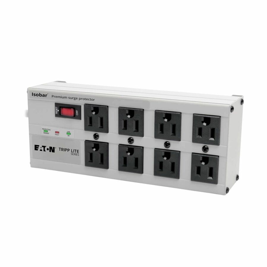 Tripp Lite by Eaton Isobar 8-Outlet Surge Protector 25 ft. Cord with Right-Angle Plug 3840 Joules Diagnostic LEDs Metal Housing