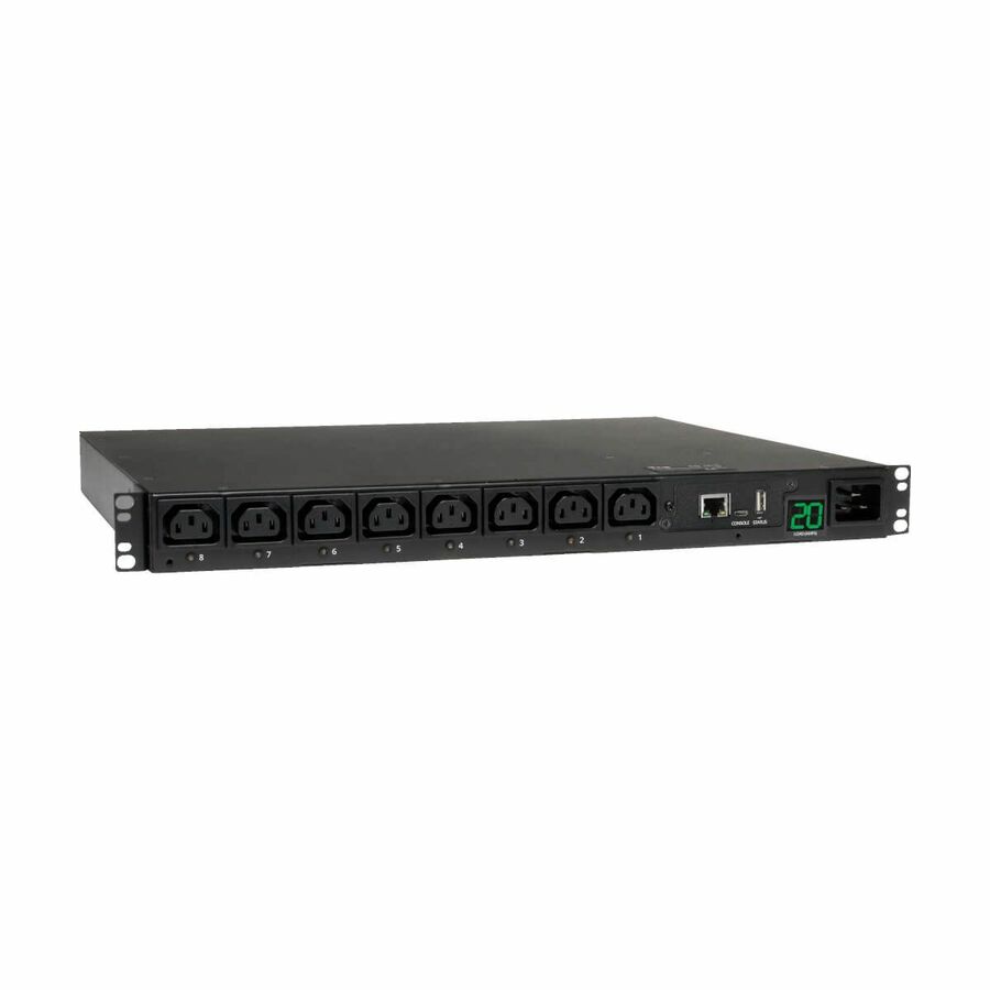 Tripp Lite by Eaton PDU 3.7kW Single-Phase 208/230V Switched PDU - LX Platform 8 C13 Outlets C20 Input with L6-20P Adapter 2.4m Cord 1U Rack-mount TAA
