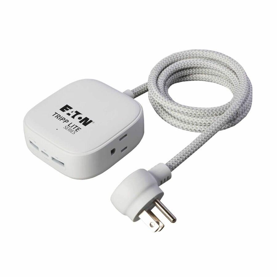 Eaton Tripp Lite Series Safe-IT 32W 2-Outlet Power Strip - 5-15R Outlets, 3 USB Ports, 6 ft. (1.8 m) Cord, Antimicrobial Protection, White