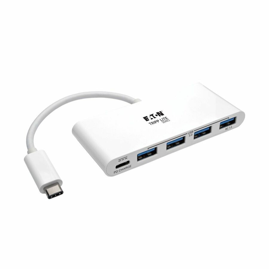 Eaton Tripp Lite Series 4-Port USB-C Hub, USB 3.x (5Gbps), 4x USB-A Ports, 60W PD Charging, White