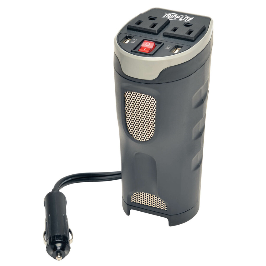 Tripp Lite by Eaton 200W PowerVerter Ultra-Compact Car Inverter with 2 Outlets and 2 USB Charging Ports Cup Holder Design