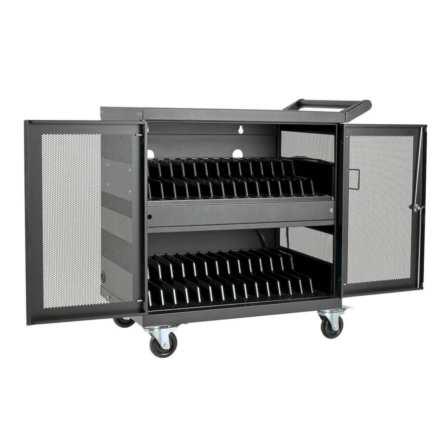 Eaton Tripp Lite Series Multi-Device Charging Cart, 32 USB Ports, iPad and Android Tablets, Wall-Mount Option, Black