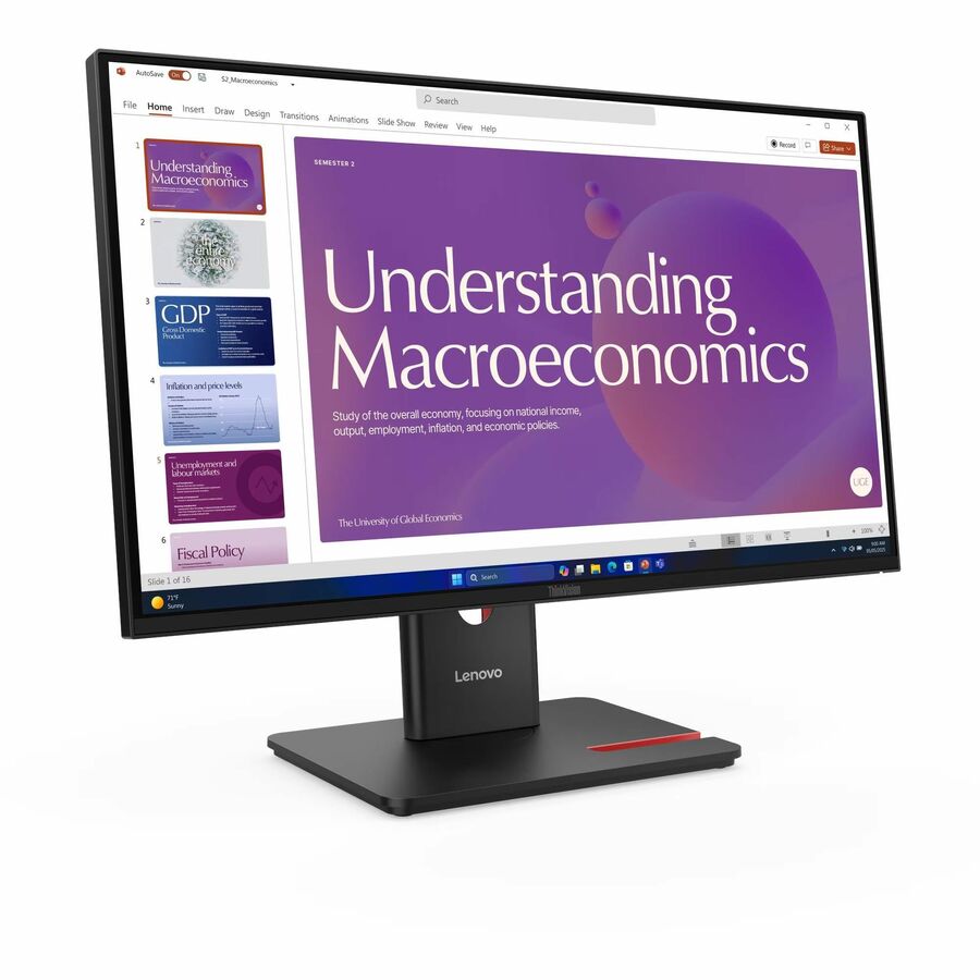 Lenovo ThinkVision T24D-40 24" Class Full HD LED Monitor - 16:9 - Eclipse Black