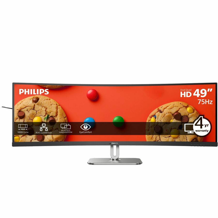 Philips 49B2U5900C 49" Class Dual Quad HD (DQHD) Curved Screen LED Monitor - 32:9 - Textured Silver
