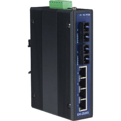 Advantech 4+2 100FX Port Single Mode Unmanaged Industrial Ethernet Switch