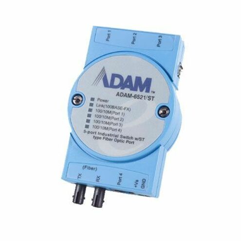 Advantech 4FE+1FE ST Multi-mode Unmanaged Ethernet Switch, Flexible Mounting