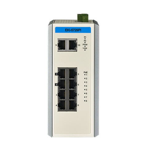 Advantech 8GE PoE+2G Unmanaged Ethernet Switch, IEEE802.3af/at, E-Mark, 12V~24VDC, -40~75?