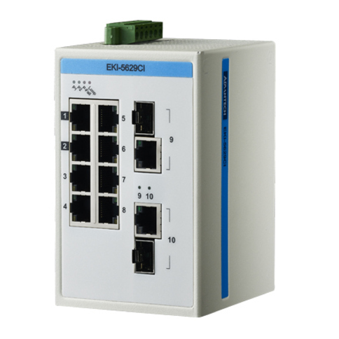Advantech 8FE + 2GE Combo Ethernet ProView Switch with Wide Temperature