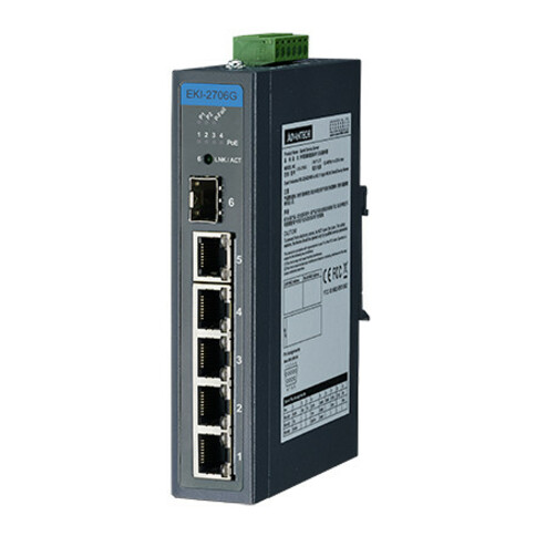 Advantech 5GbE+1G SFP Industrial Unmanaged PoE Switch with Wide Temp