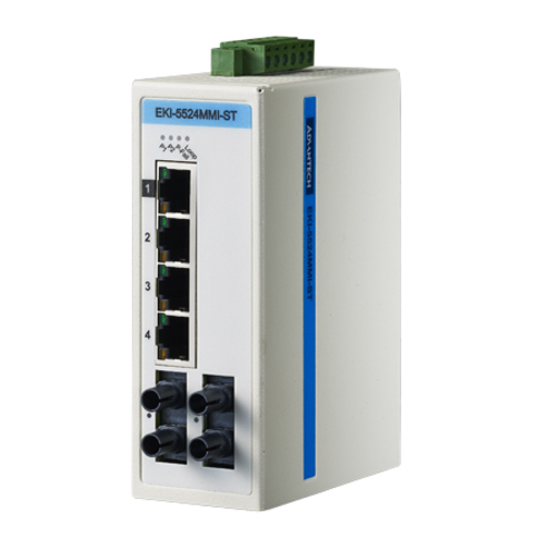 Advantech 4FE+2FE ST Multi-Mode UnManaged Ethernet Switch, ATEX/C1D2/IECEx, -40~75?