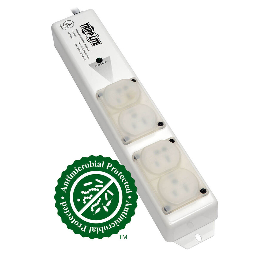 Eaton Tripp Lite Series Safe-IT UL 60601-1 Medical-Grade Power Strip for Patient-Care Vicinity, 4 15A Hospital-Grade Outlets, Safety Covers, 15 ft. Cord