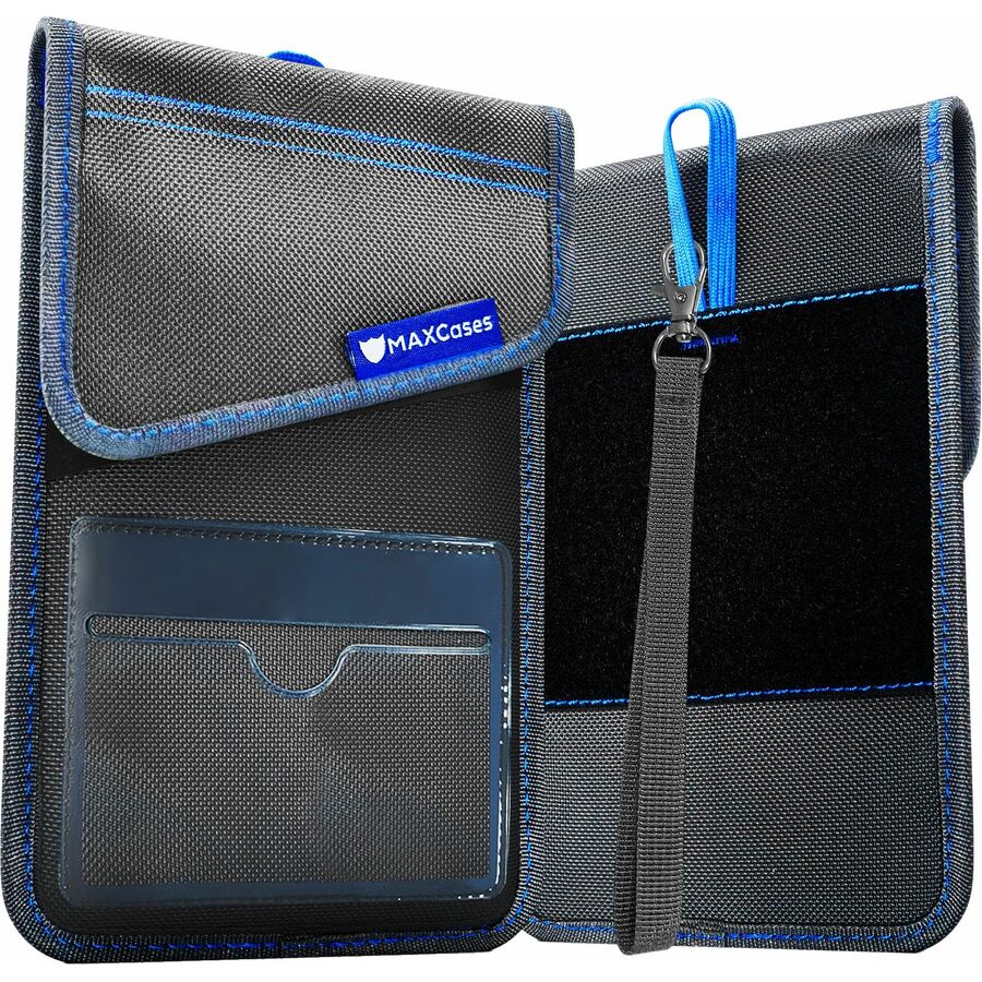 MAXCases ShieldBloc Phone Pouch w/RF Blocking, ID Pocket and Velcro Closures (Grey)