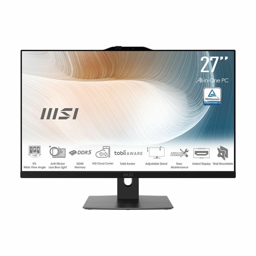 MSI Modern AM272P 1M-822US All-in-One Computer - Intel Core 5 120U - 16 GB - 1 TB PCI Express NVMe SSD - 27" IPS Full HD Display - Desktop - Black - W11 - 1Y Warranty