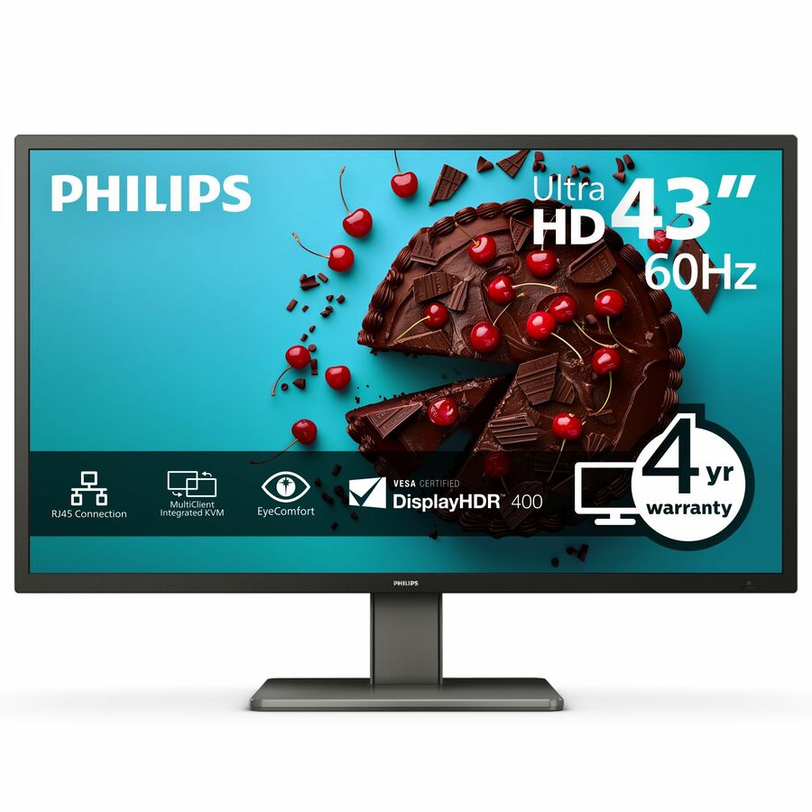 Philips Brilliance 439P1 43" Class 4K UHD LCD Monitor - 16:9 - Textured Black