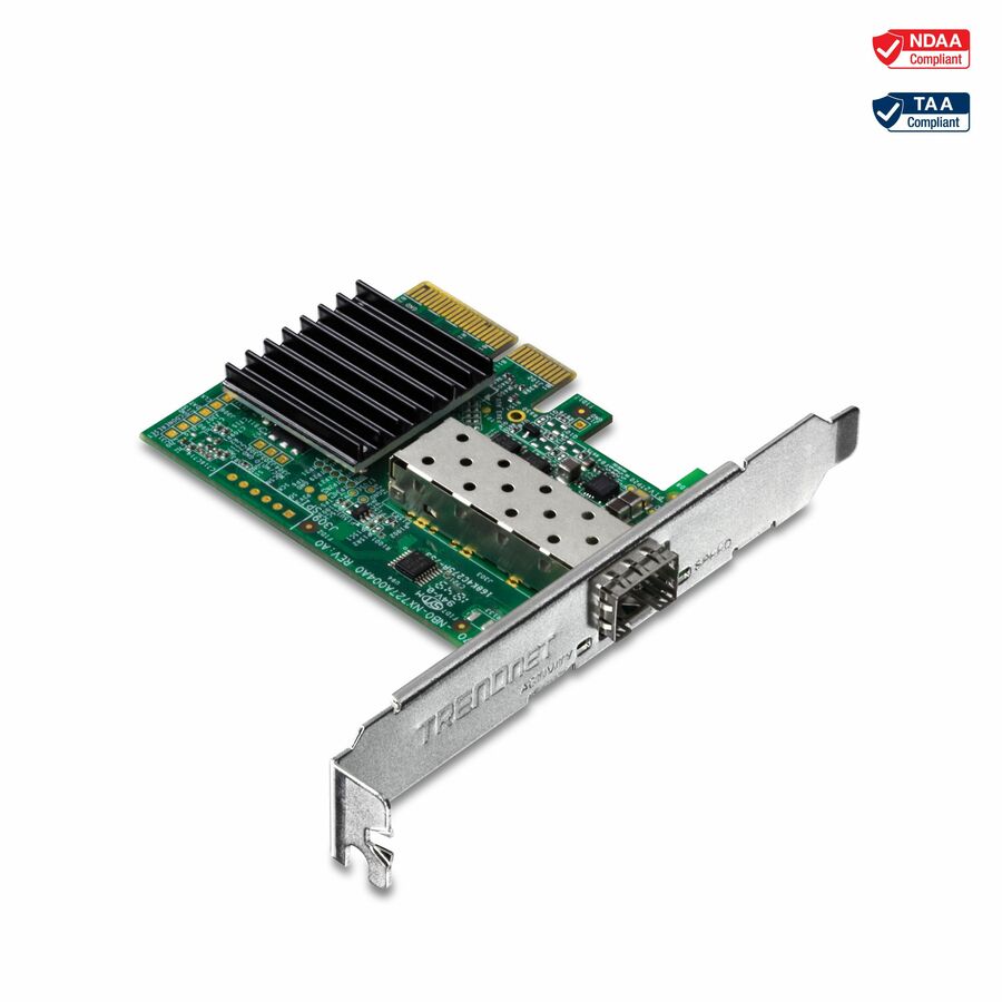 TRENDnet 10 Gigabit PCIe SFP+ Network Adapter, Convert A PCIe Slot Into A 10G SFP+ Slot, Supports 802.1Q, Standard & Low-Profile Brackets Included, Compatible With Windows & Linux, Black, TEG-10GECSFP