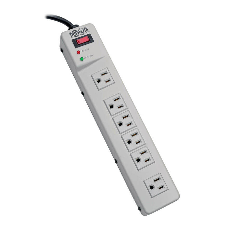 Eaton Tripp Lite Series Protect It! Surge Protector with 6 Right-Angle Outlets, 6 ft. (1.83 m) Cord, 1340 Joules, Diagnostic LEDs, Metal Case